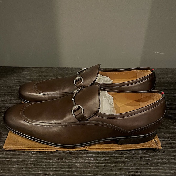 GUCCI VINTAGE Brown Horse Bit Leather Loafers SIZE 10 1/2 (NEVER WORN) - Picture 4 of 10